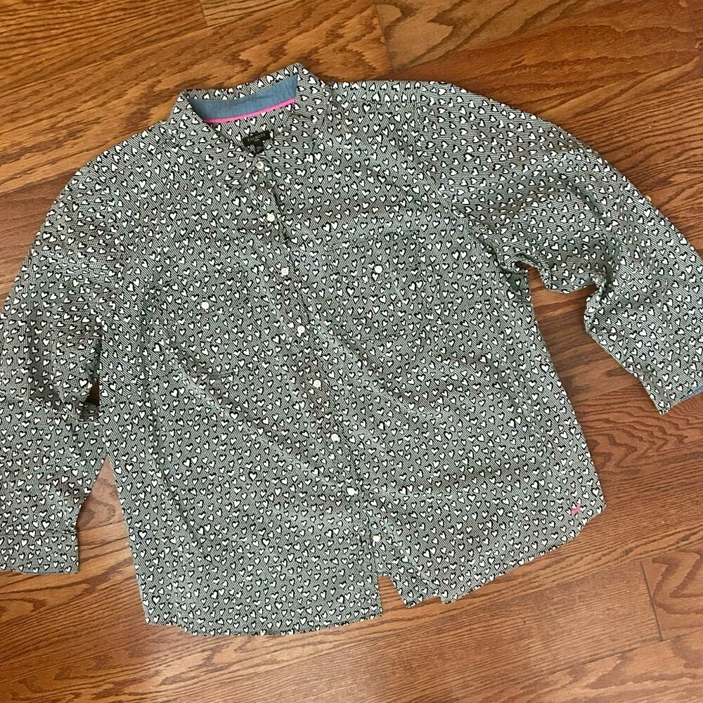 Talbots Perfect Shirt All Over Heart Print Long Sleeve Button Up Plus Size 22W - Picture 3 of 14